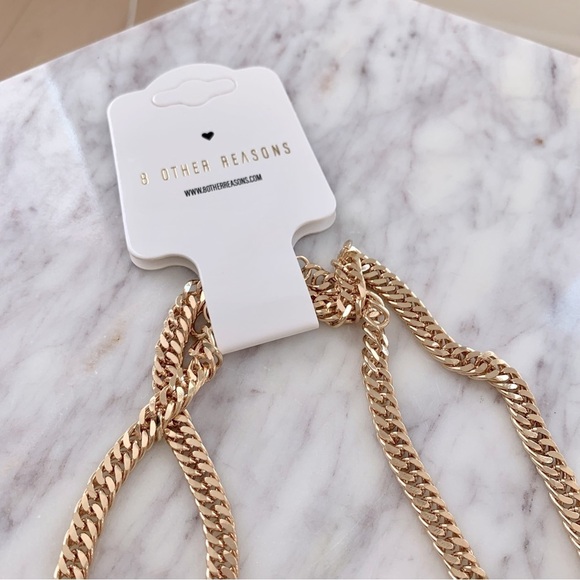 Gold-Plated Flat Chain Double-Layered Necklace Set - Picture 4 of 7